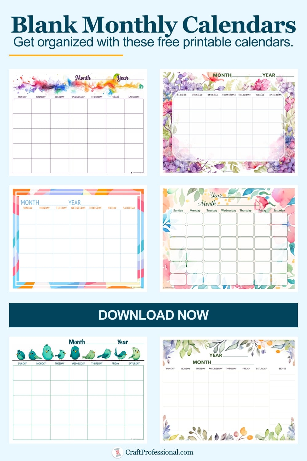 Printable Calendar Blank Decorative