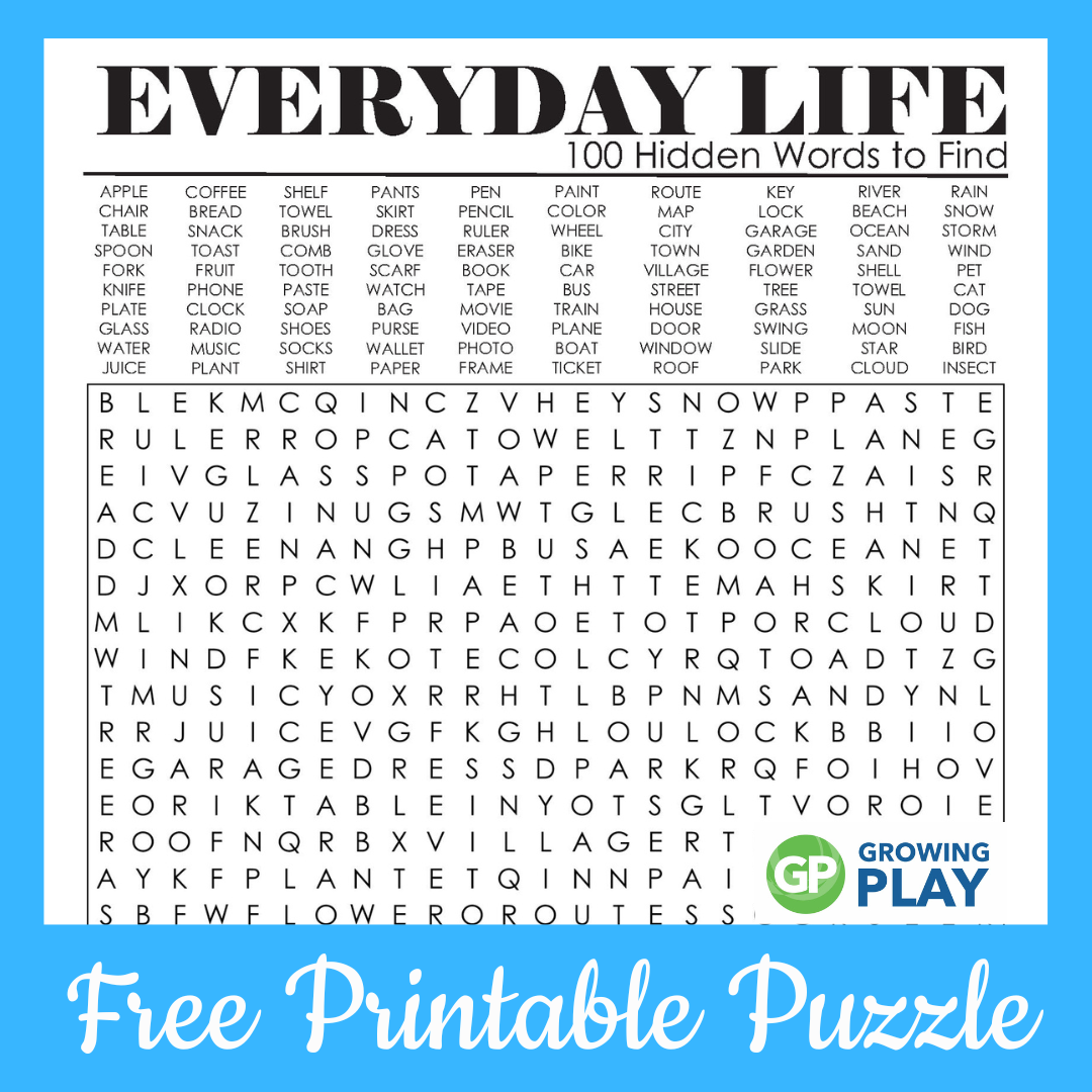100 Word Word Search Puzzles Printable