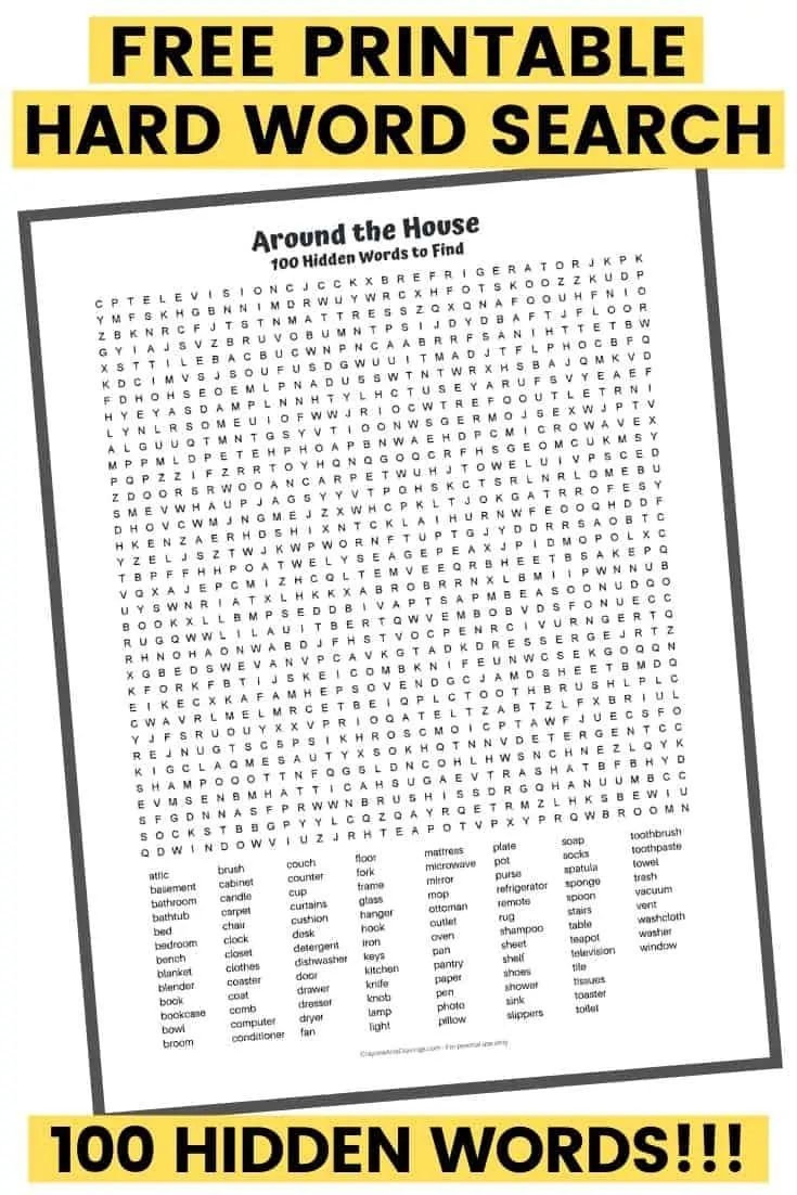 Free Printable 100 Word Search Puzzles