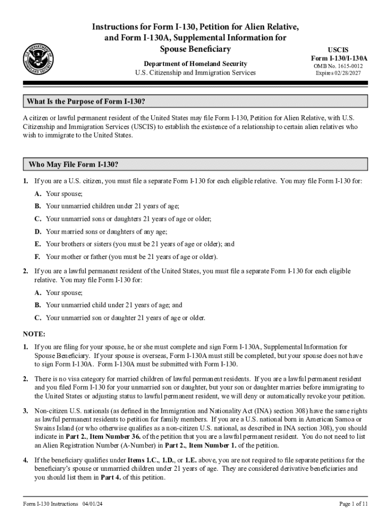 Form I 130 Fees For 2024
