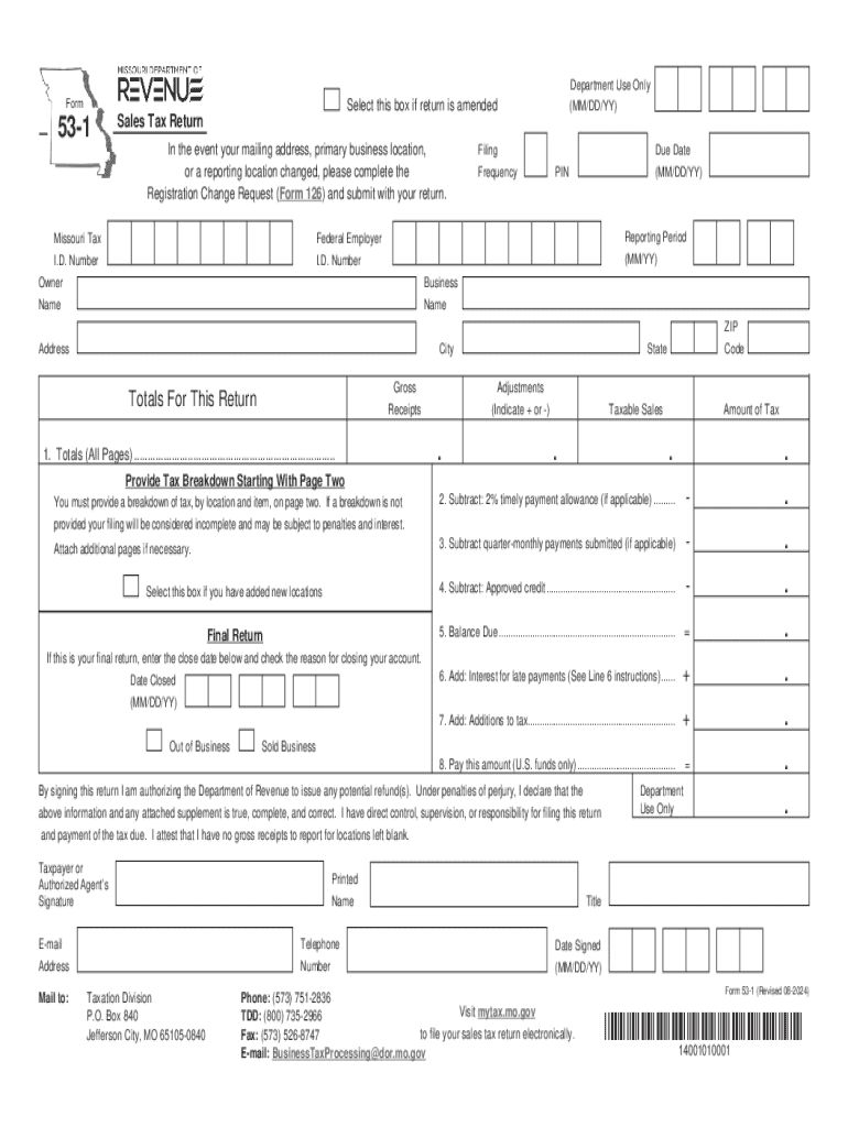 2024 MO DoR Form 53 1 Fill Online Printable Fillable Blank 