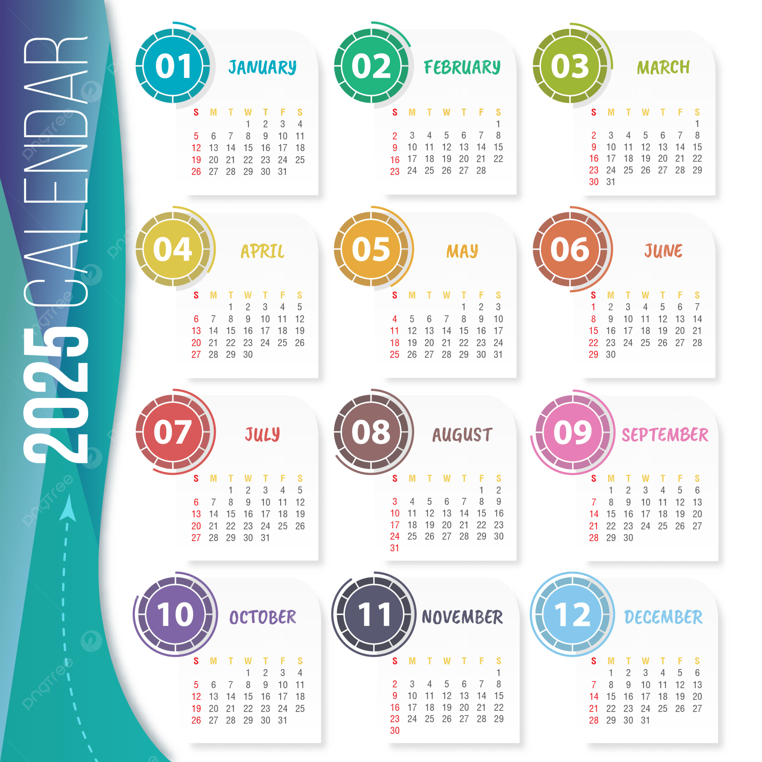 2025 Calendar Template Vector Template Download On Pngtree