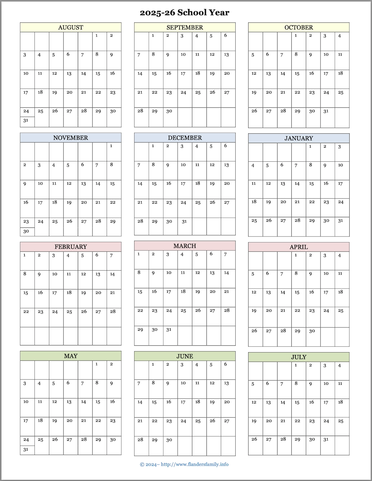 2025 Calendars Flanders Family Home Life