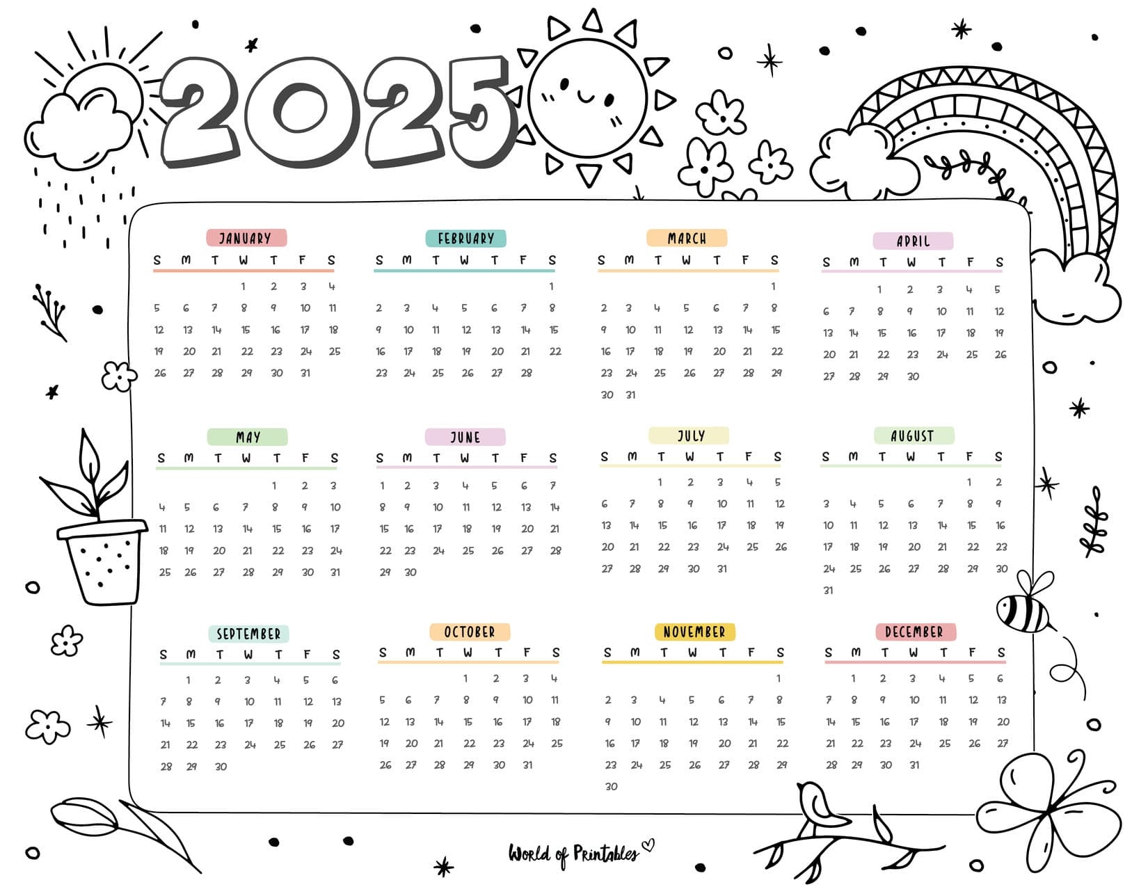 Printable Coloring Calendar 2025 December