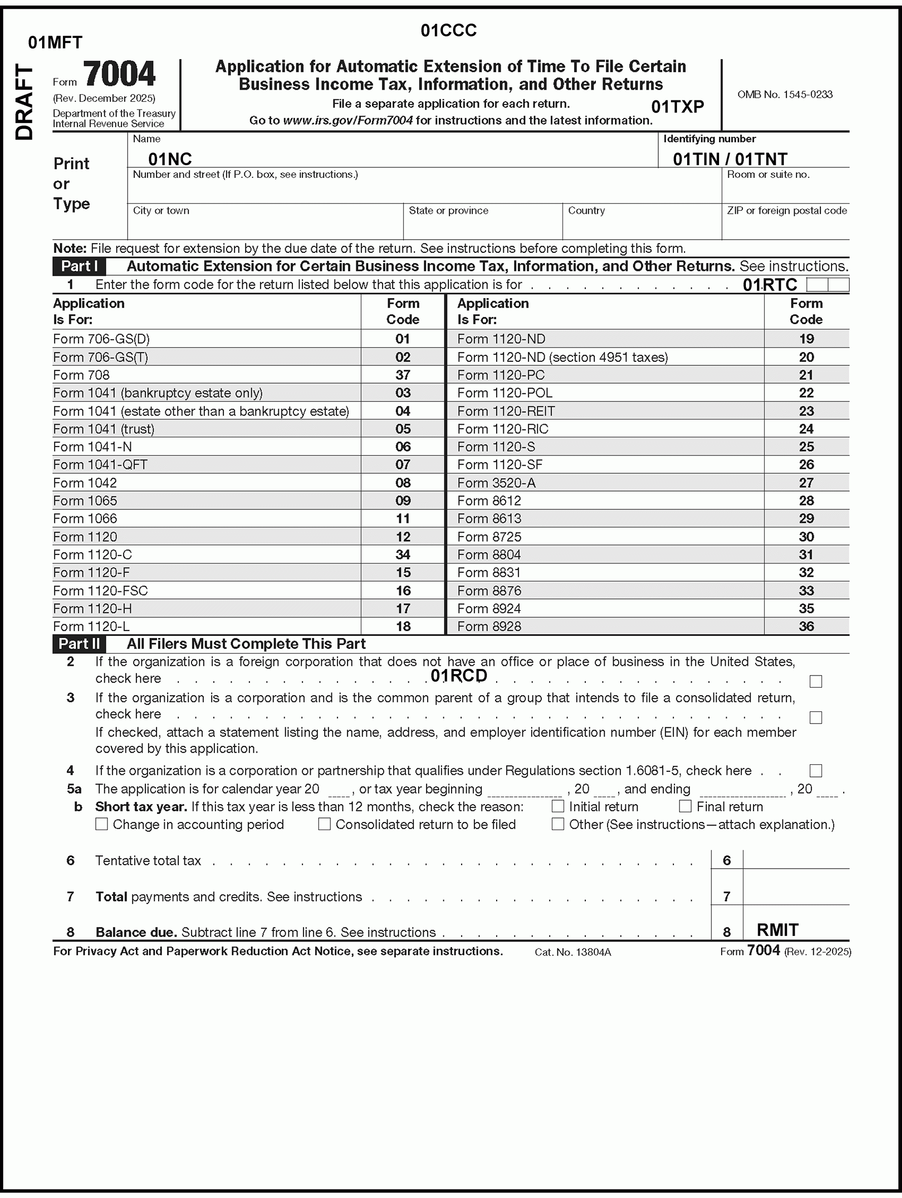 Irs Form Extension Of Time To File