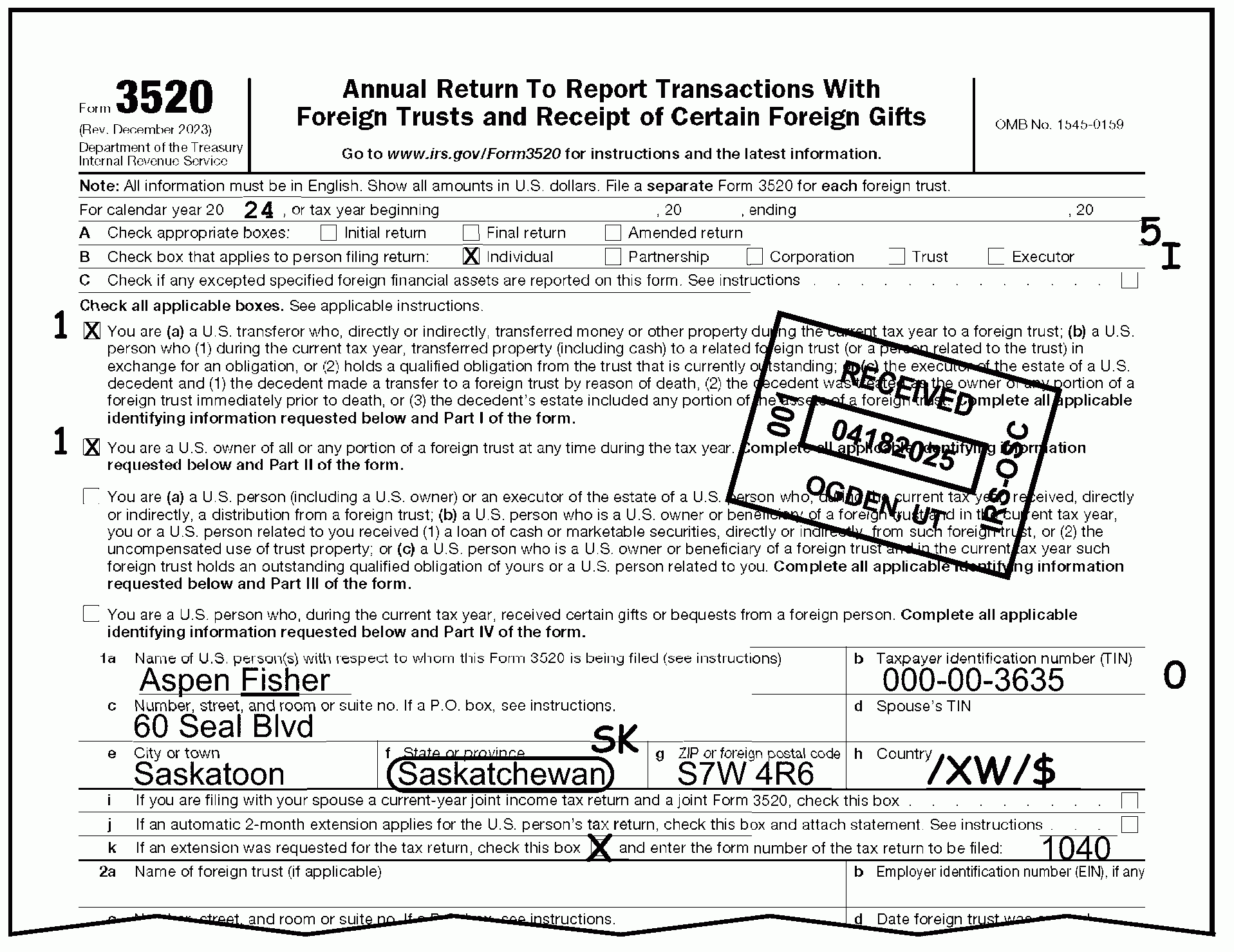 Irs Form 3520_A