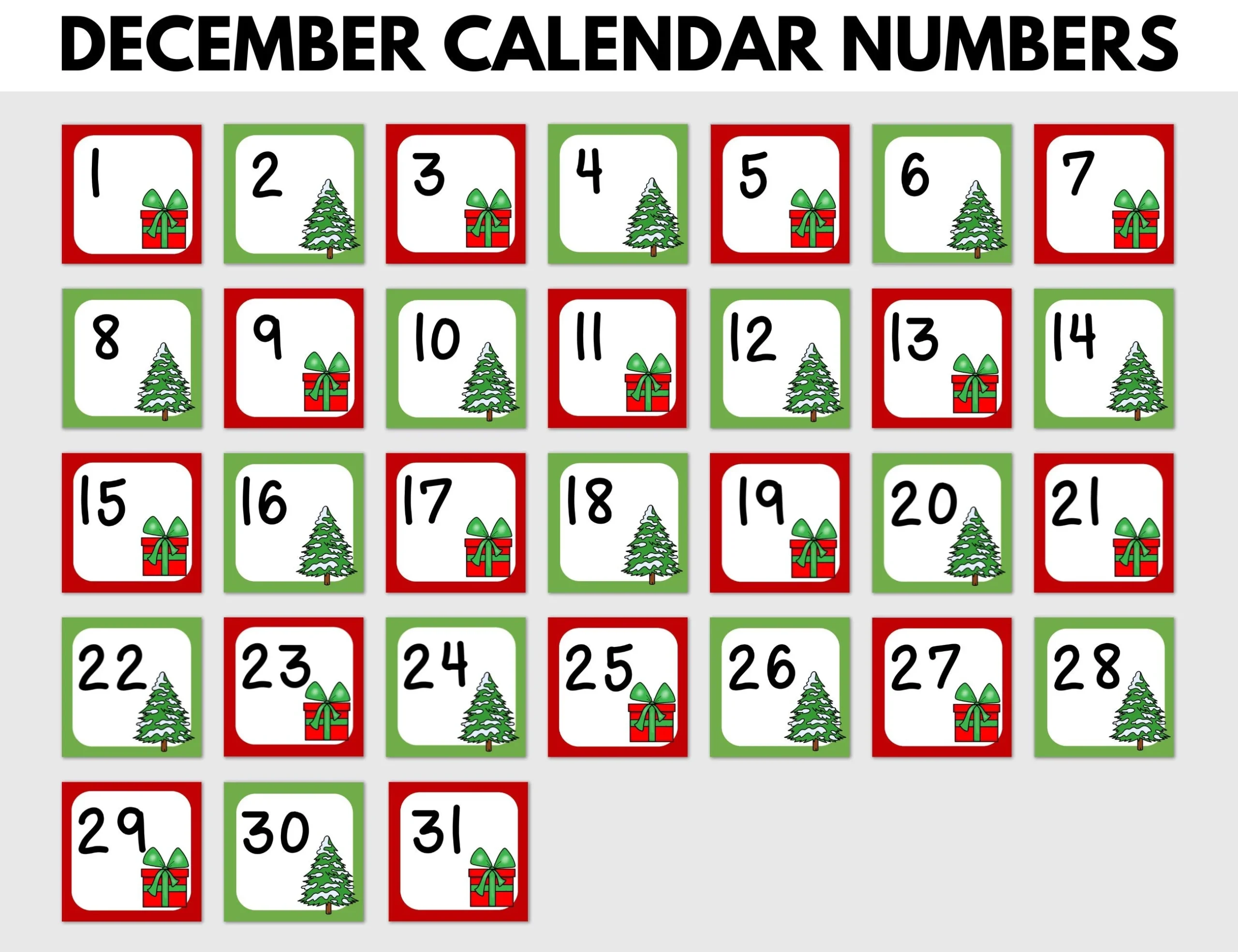 3 Month Printable Calendar Numbers BUNDLE In AB Pattern november 