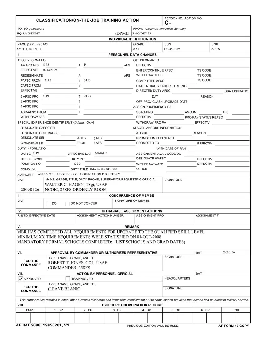 AF Form 2096 Fill Out Printable PDF Forms Online