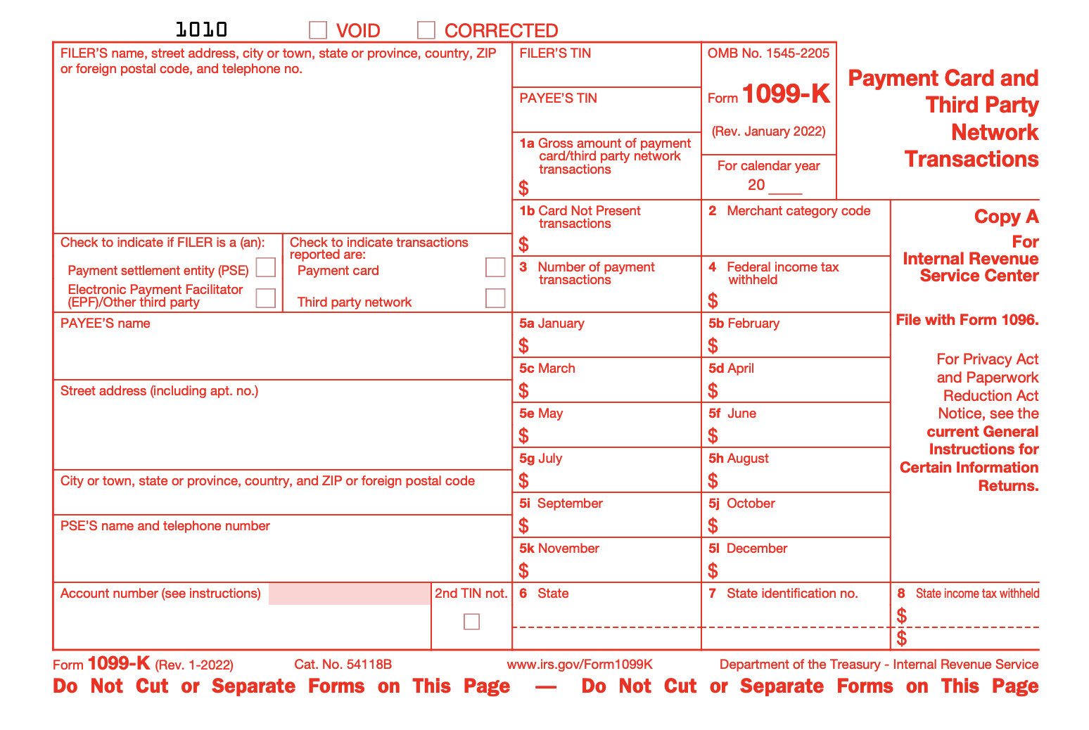 1099 K Tax Form 2022