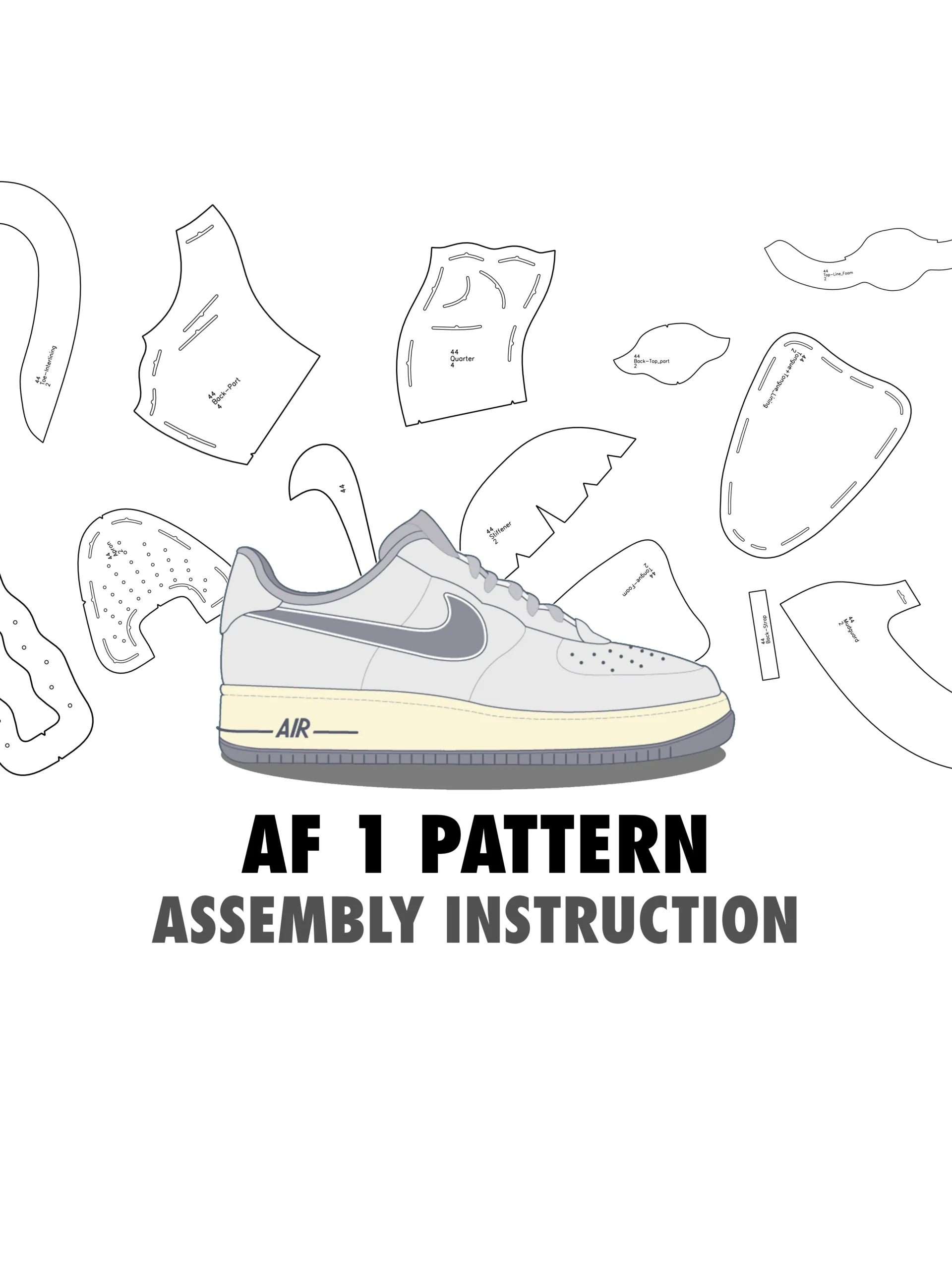 AIR FORCE 1 Digital Pattern PDF DXF SVG Files 3 5 US
