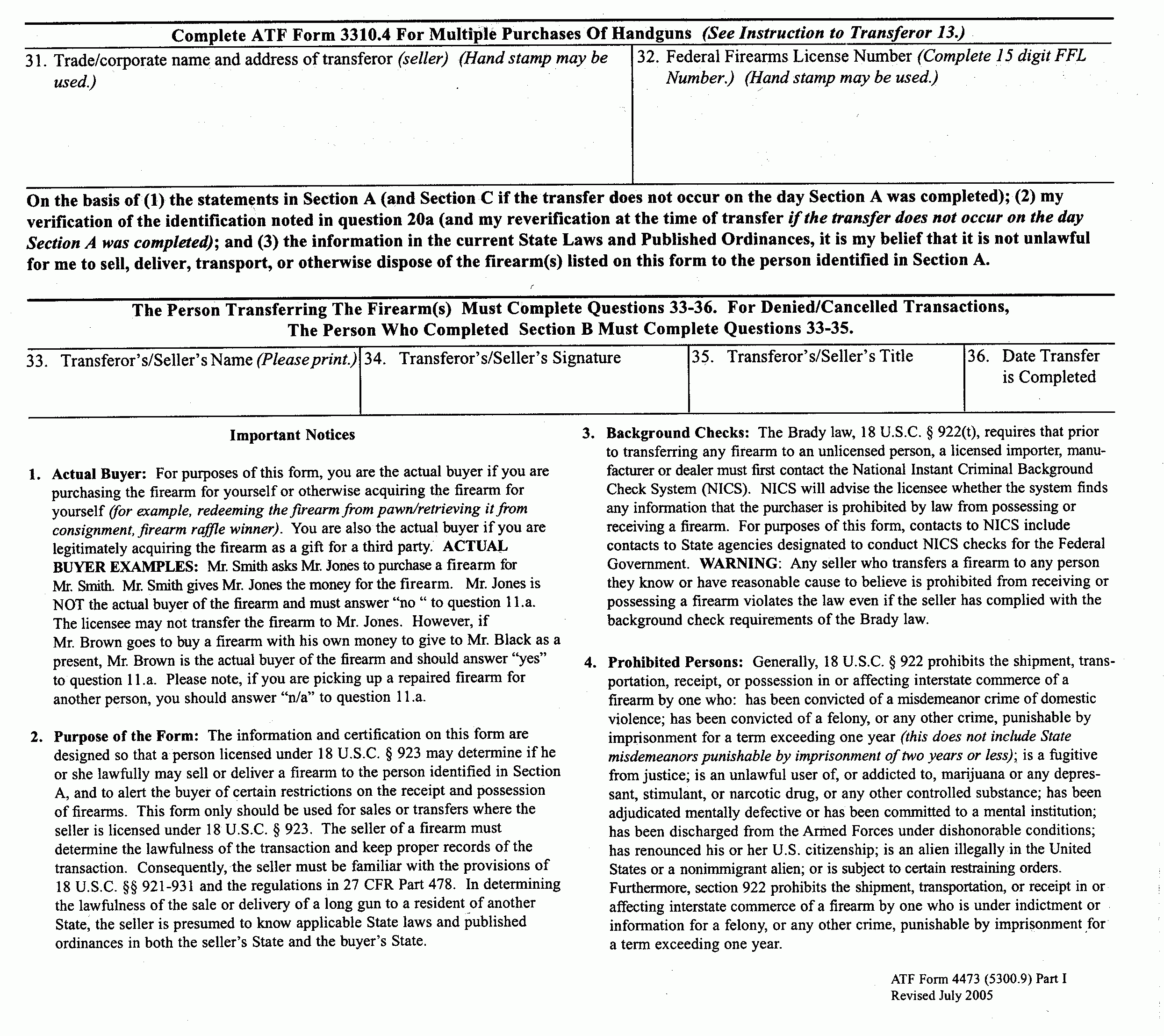 Copy Of Form 4473
