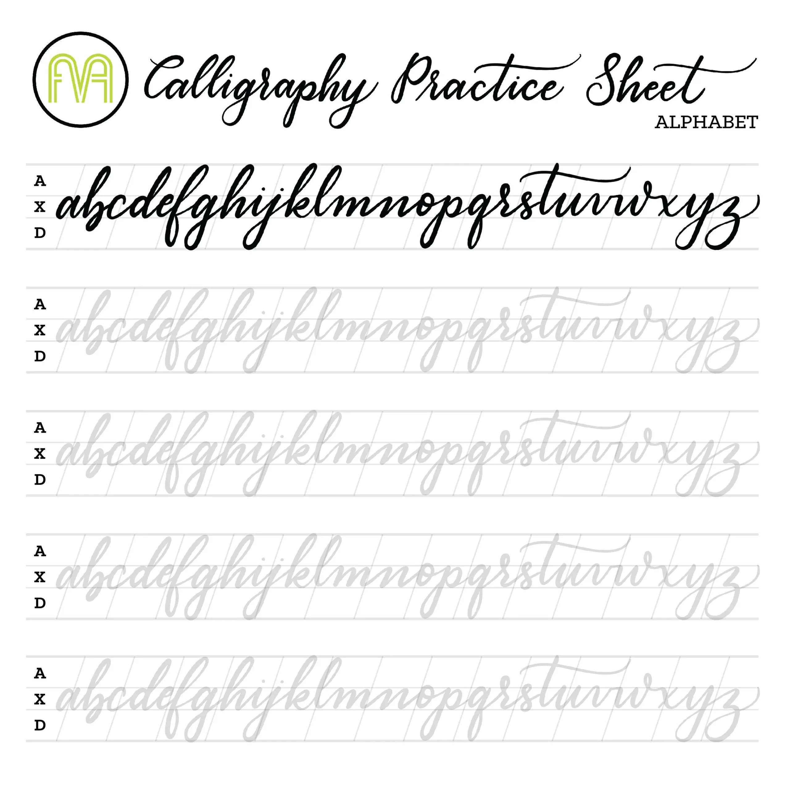 Free Printable Calligraphy Worksheets