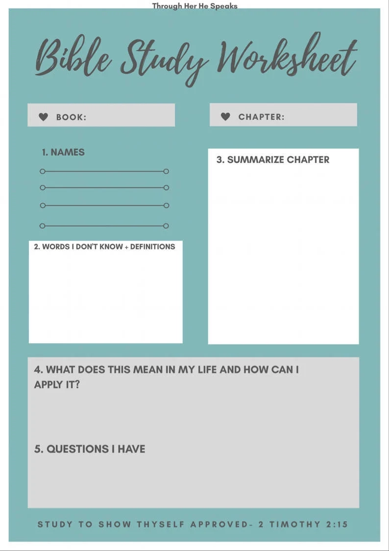 Printable Bible Study Worksheets