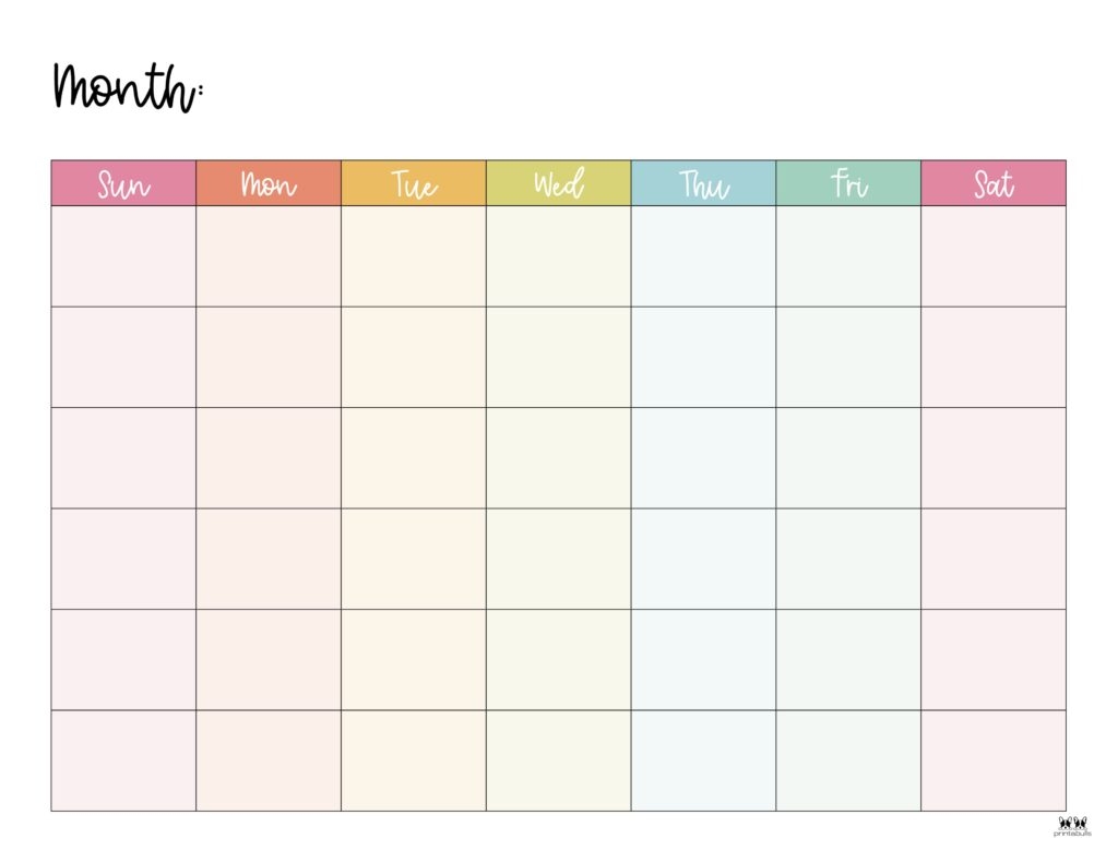 Pretty Blank Printable Calendar