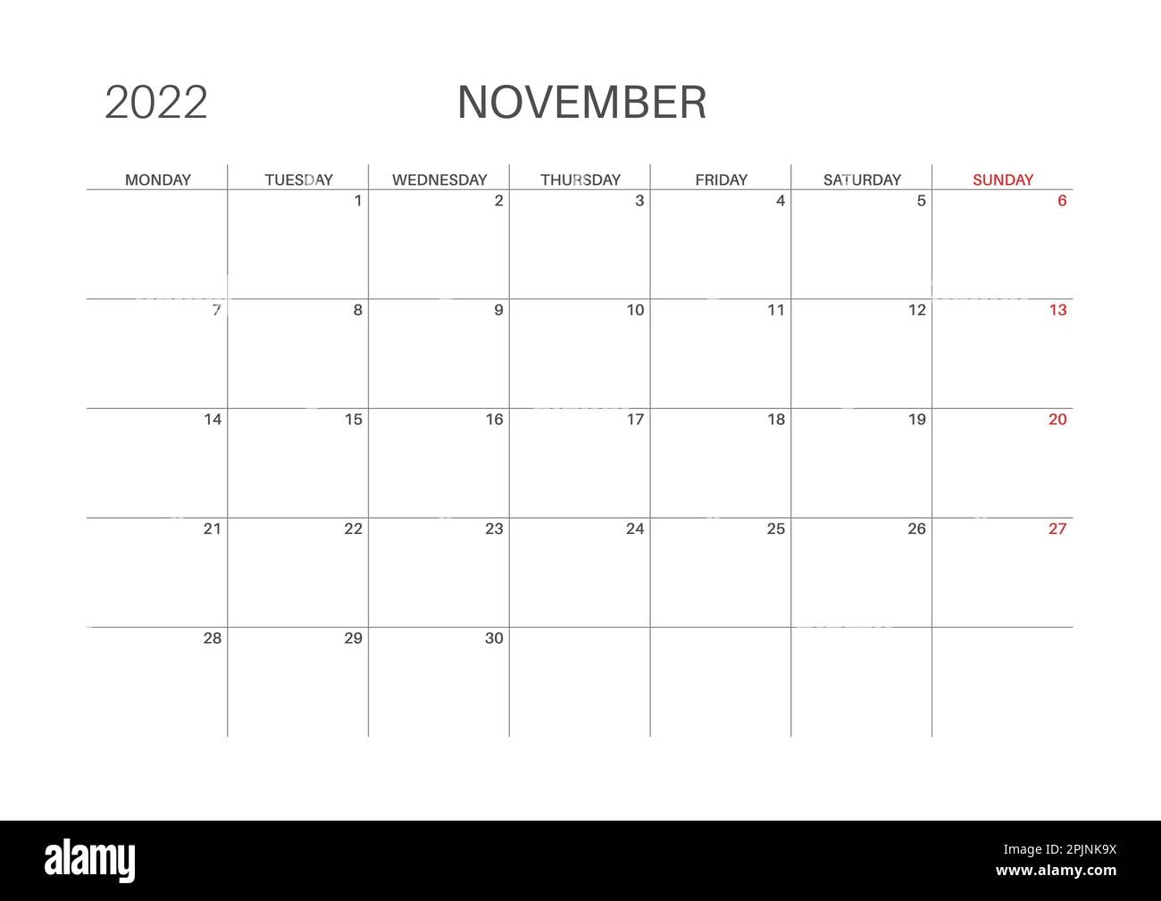 Printable Work Week November Calendar