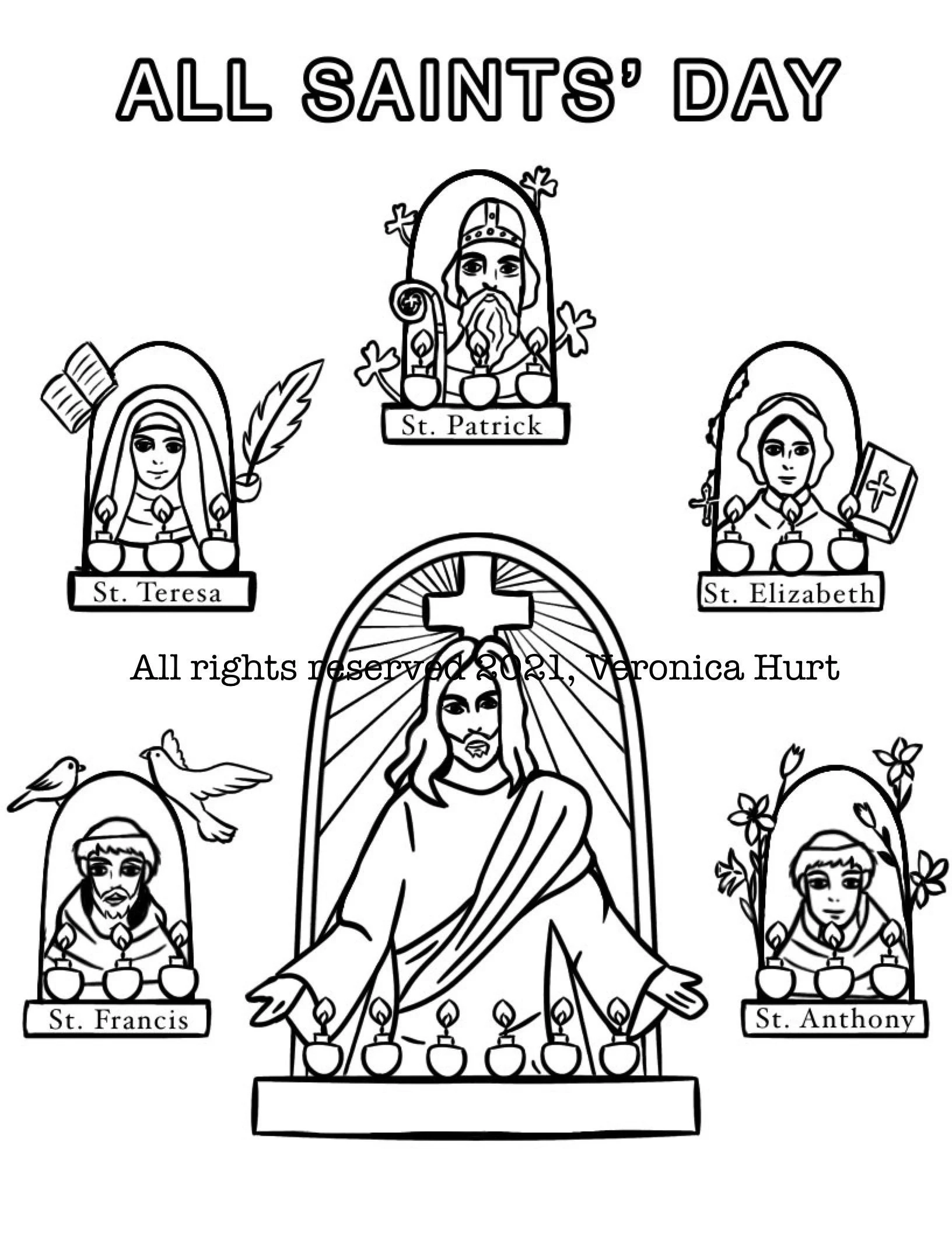 Catholic All Saints Day Coloring Poster Page For Kids 6 And 