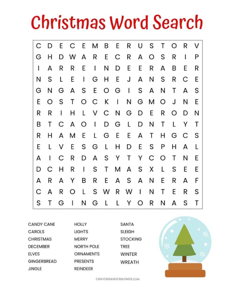 Holiday Word Puzzles Printable