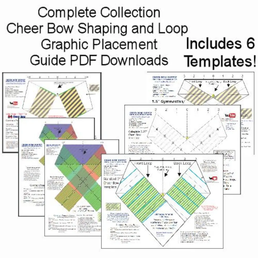 Complete Set Of Printable Cheer Bow Template And Loop Graphic 