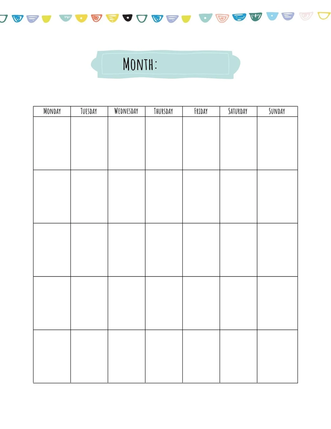 Cute Blank Calendar Template 8 5 X 11 Inches Vertical Printable 