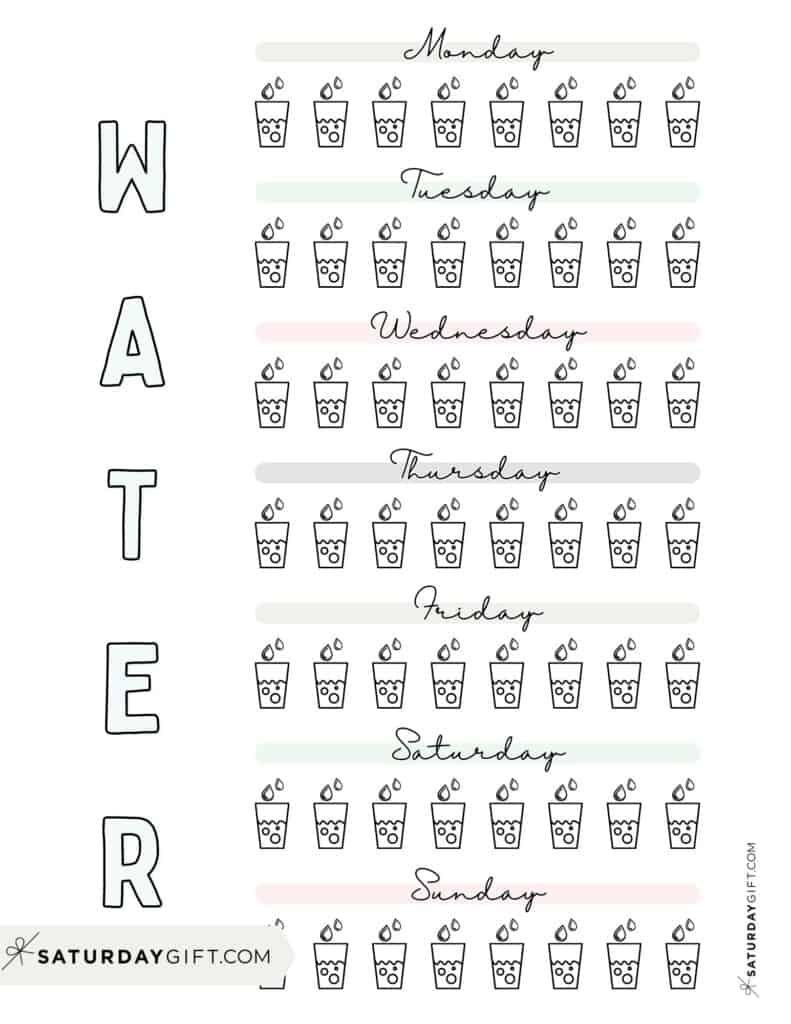 Cute Water Tracker Printable Keep Track Of Your Daily Water Intake