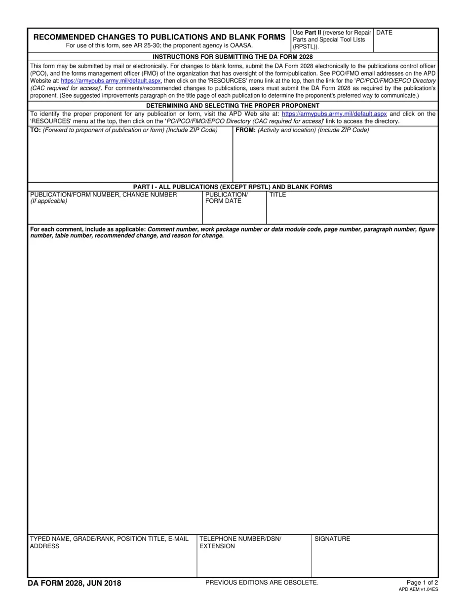 DA Form 2028 Fill Out Sign Online And Download Fillable PDF 