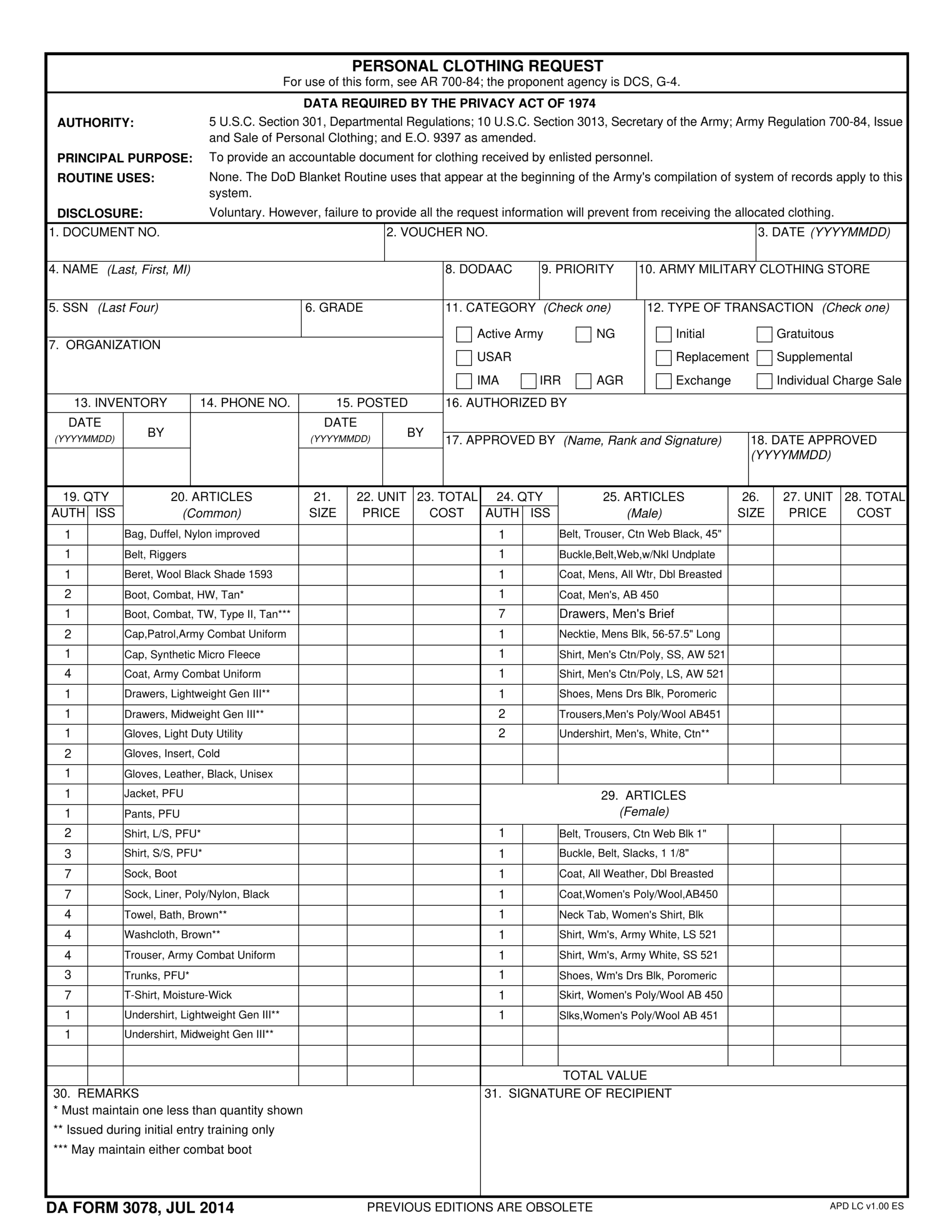 Da Form 2025