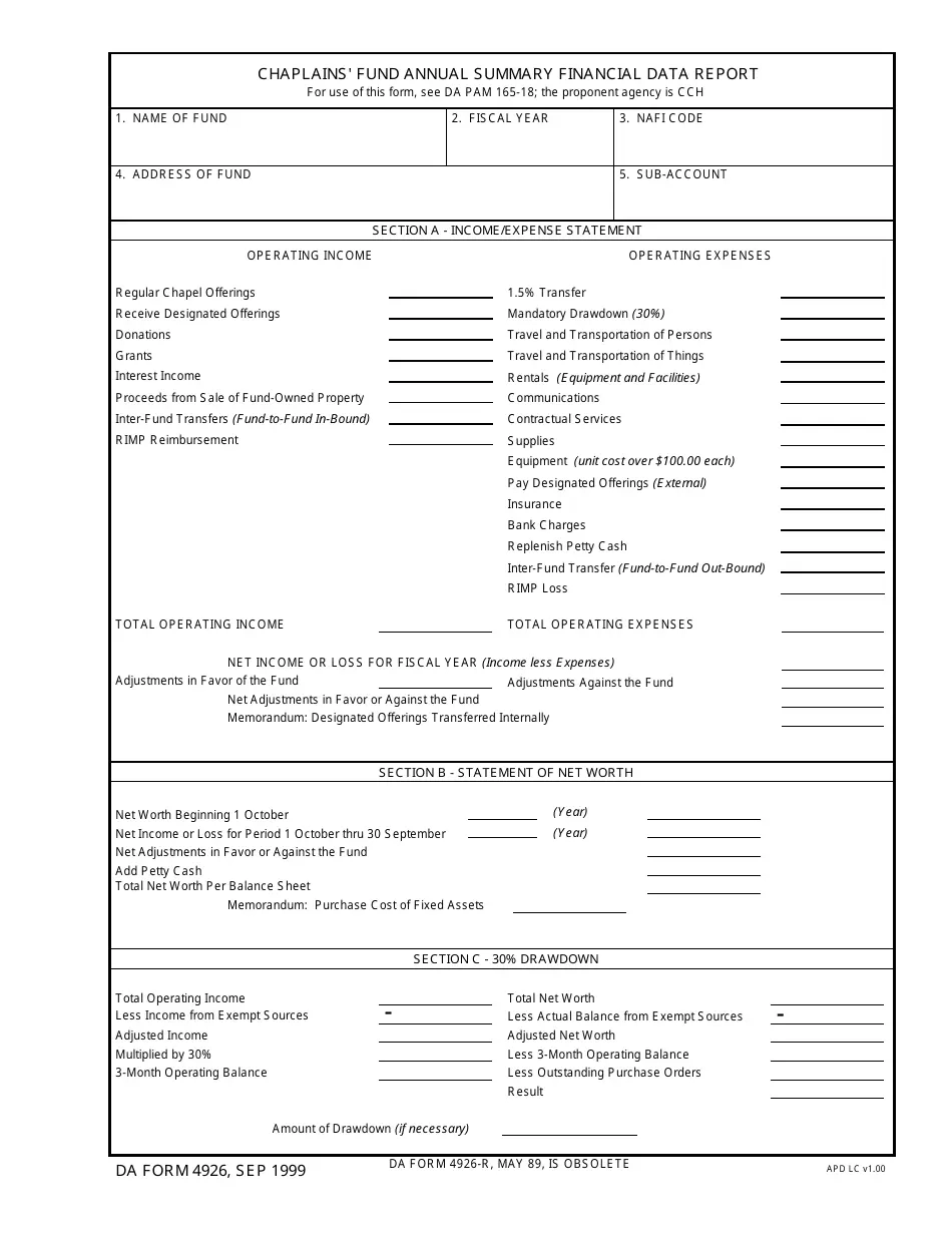 DA Form 4926 Fill Out Sign Online And Download Fillable PDF 