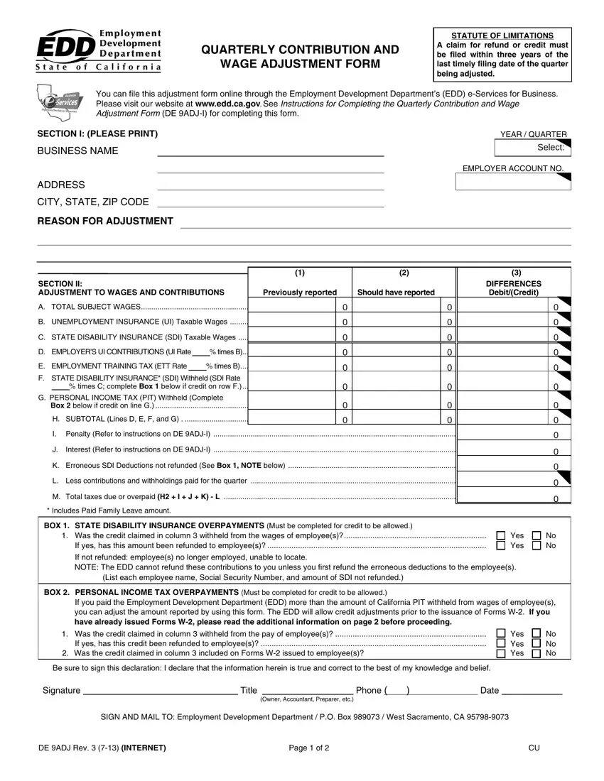 De 9Adj Form Fill Out Printable PDF Forms Online