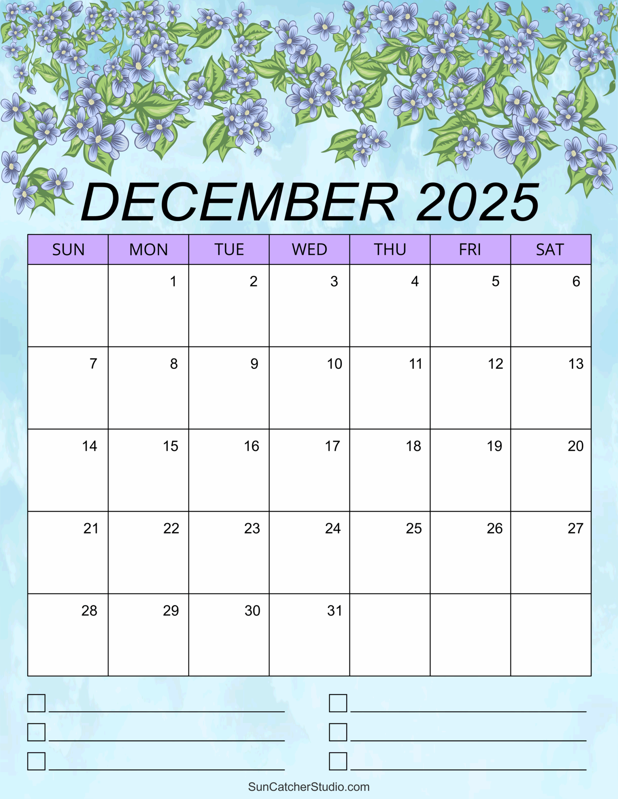 Printable Calendar 2025 December Portrair