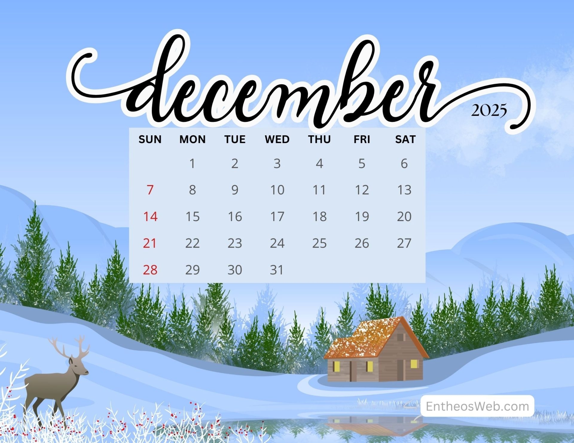 December 2025 Calendar Free Printables EntheosWeb