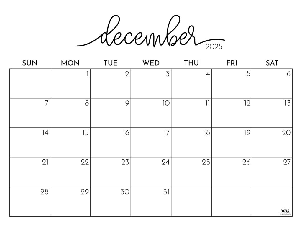 Free Printable December Calendars For Folders