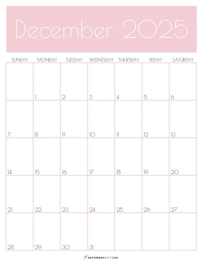 Printable Calendar December 2025 Pages