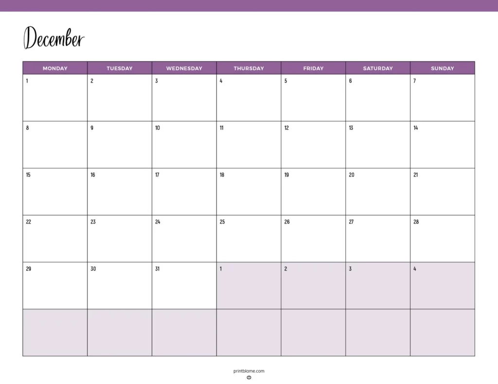 December 2025 Calendars Free PDF Download