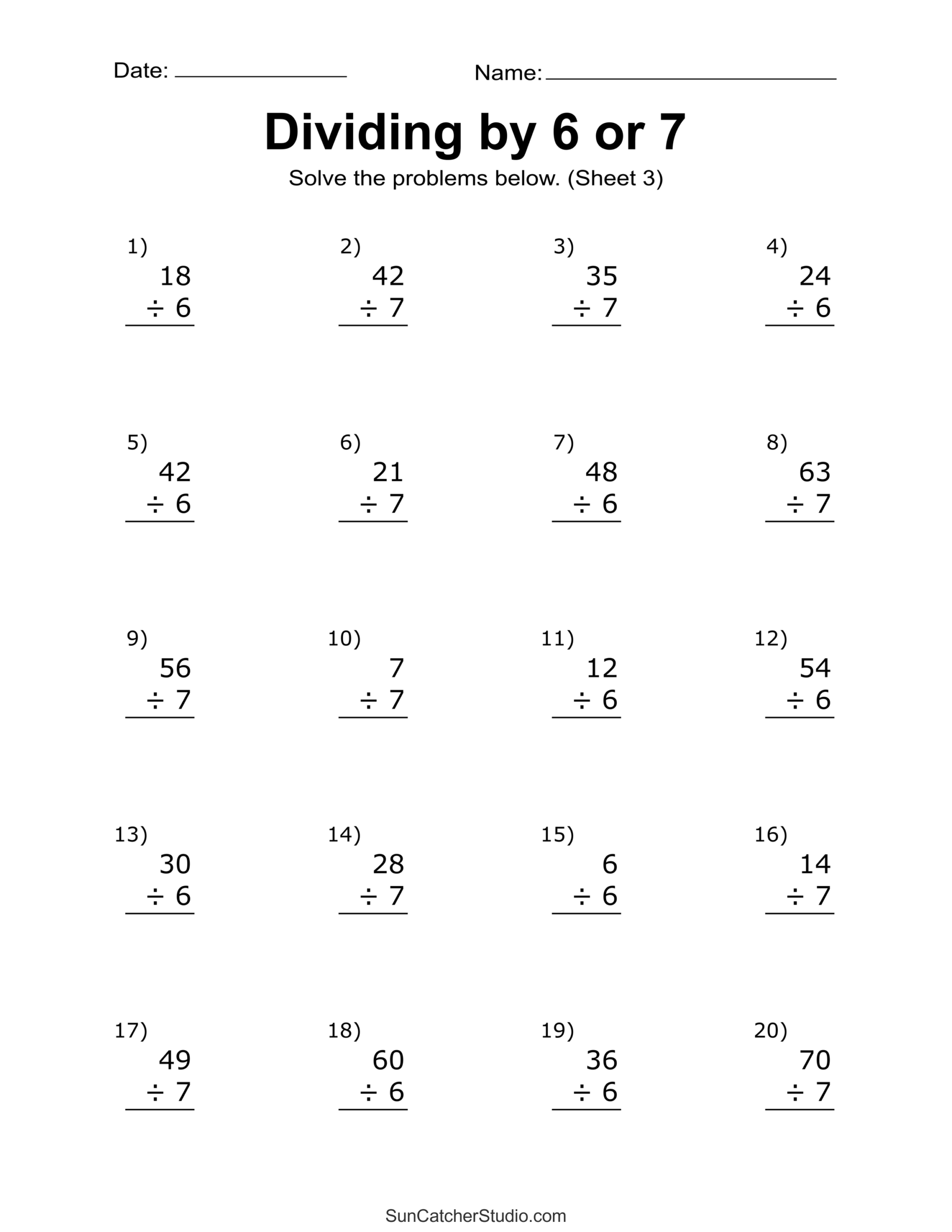 Division Worksheets amp Problems Free Printable Math Drills Free 