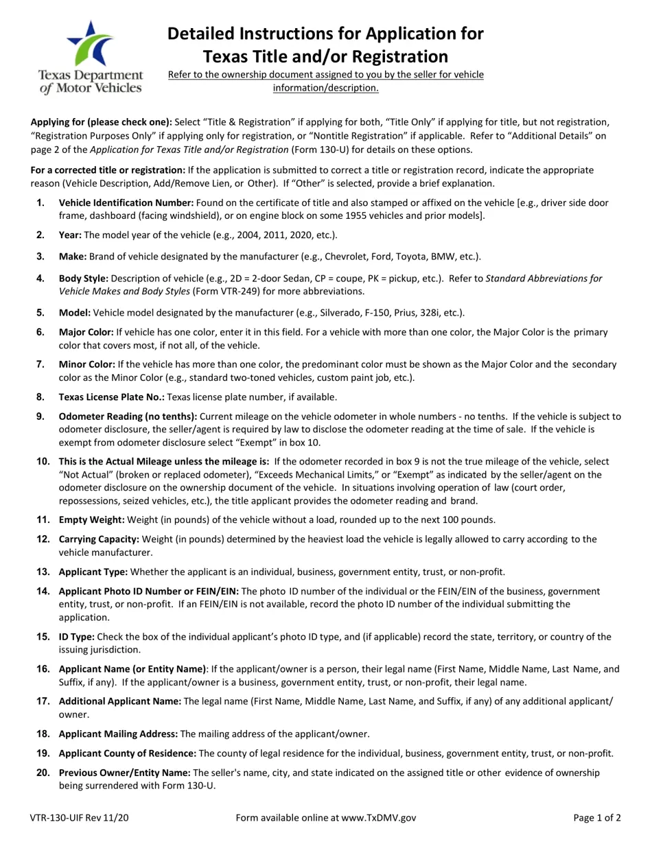 Instructions For Form 130-U