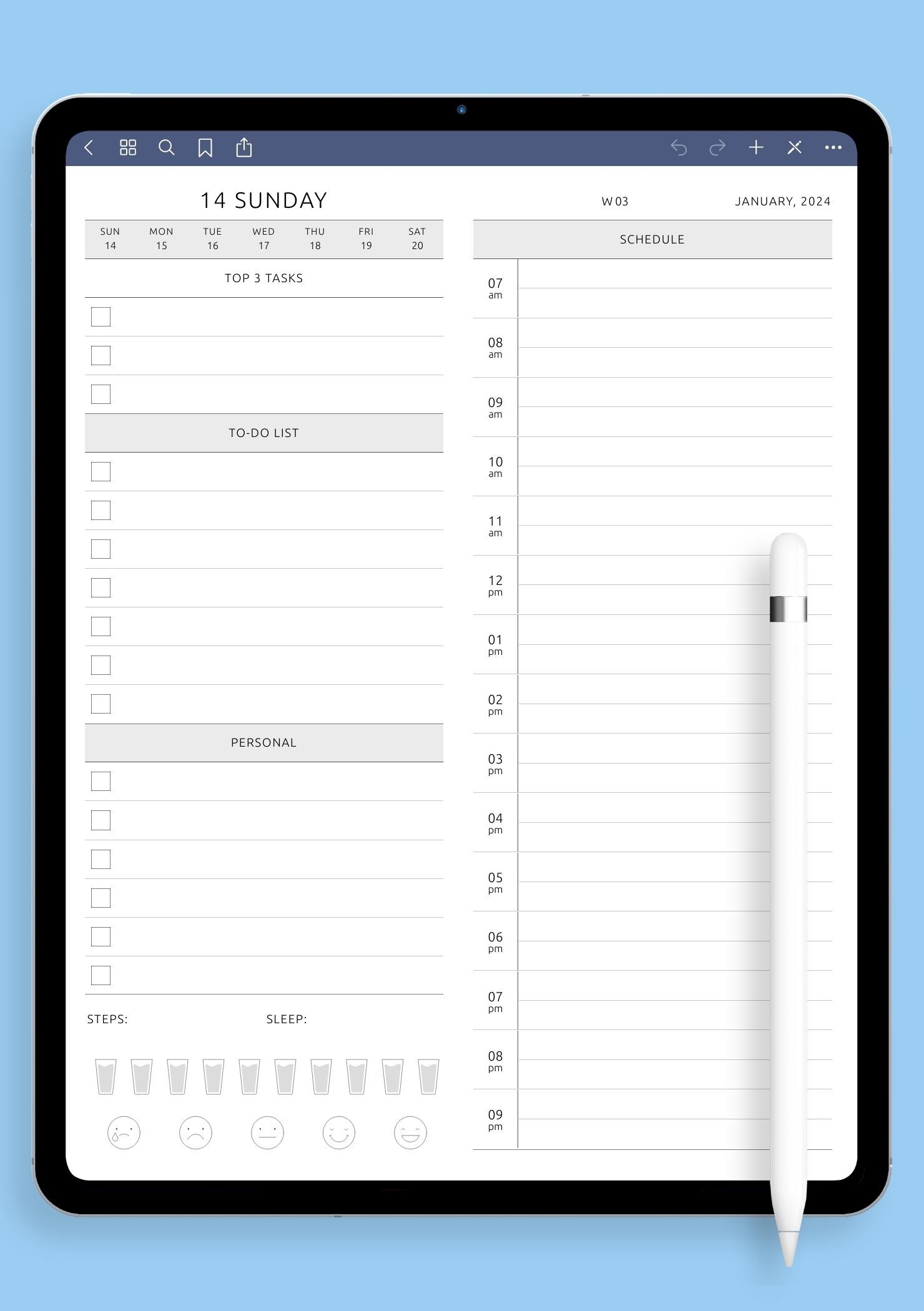 Blank Printable Calendar Water