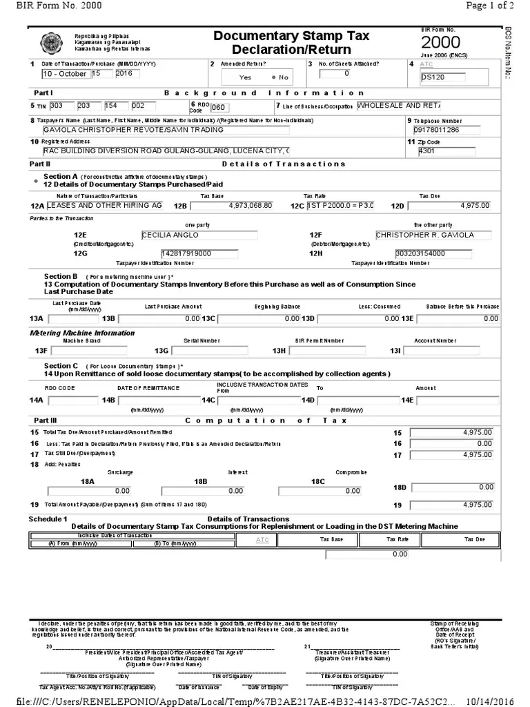 DST PDF Taxes Payments