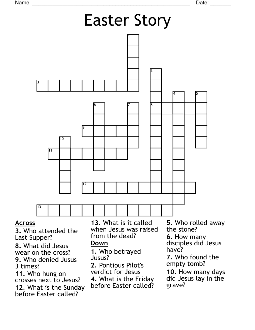 Easter Story Crossword WordMint