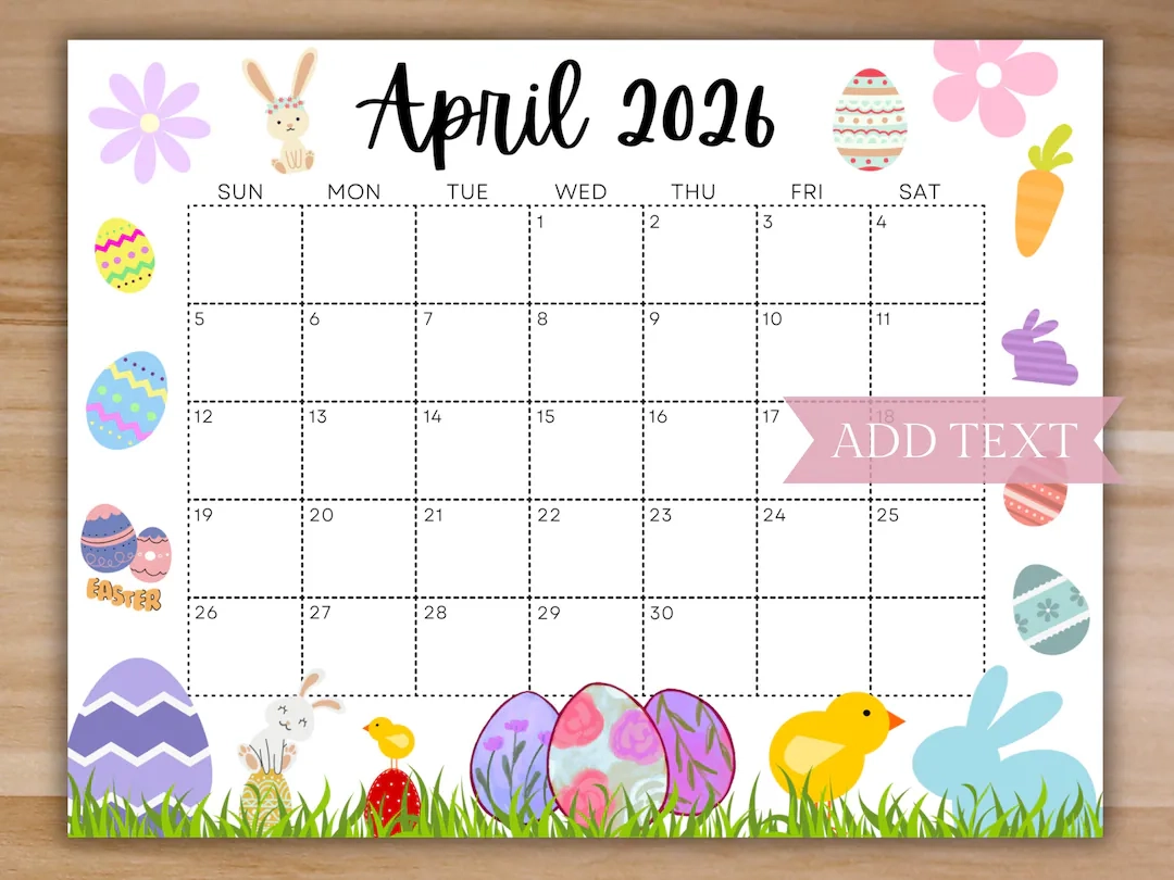 EDITABLE April 2026 Calendar Printable Calendar 2026 Beautiful 