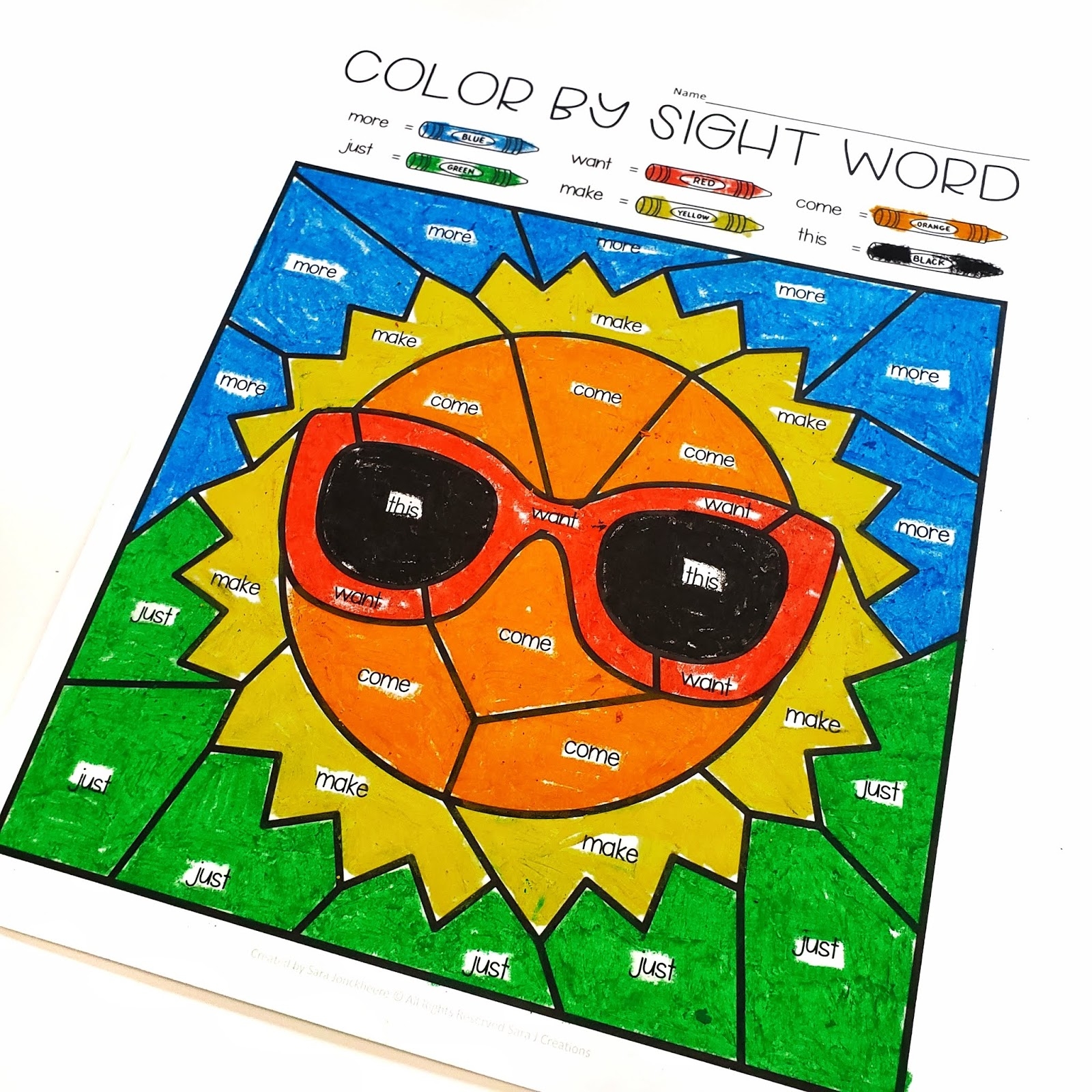 Color By Word Printables Free