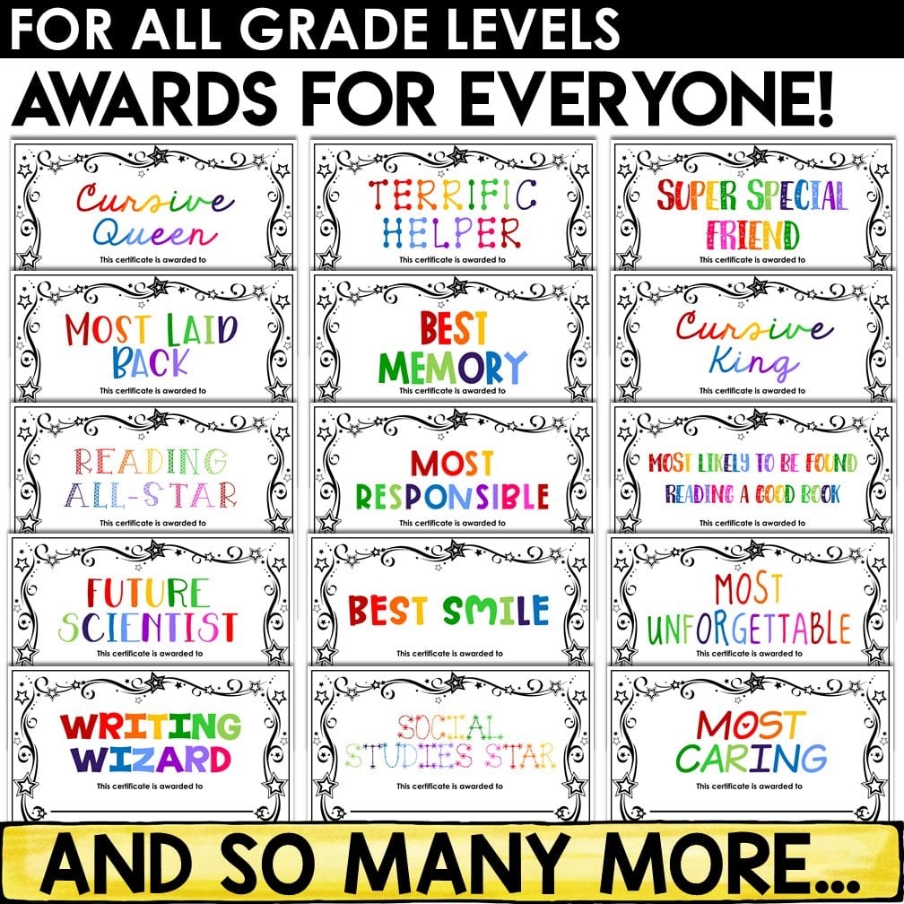 Editable End of Year Awards For Every Student A Love Of Teaching 