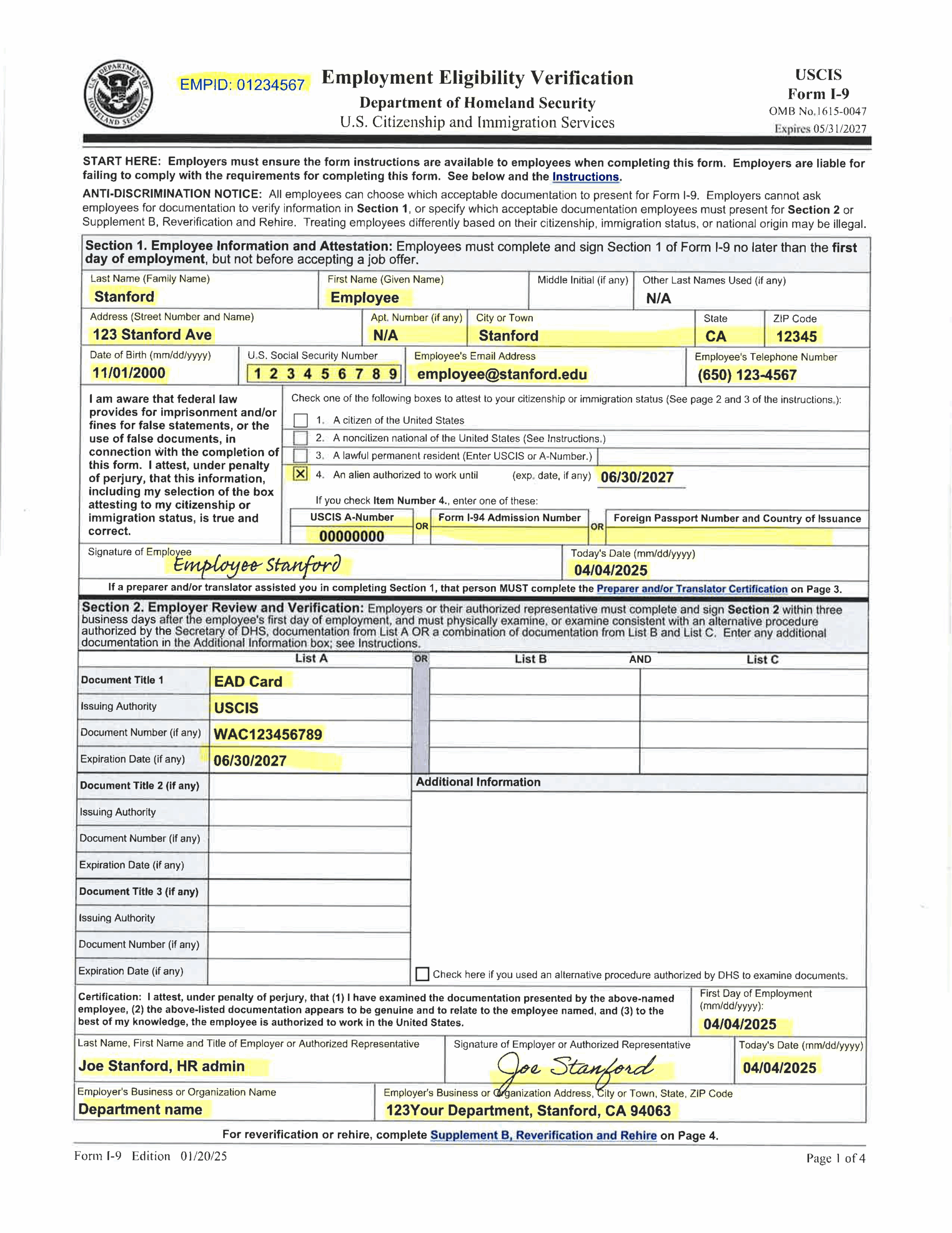I9 Form 2025 Printable