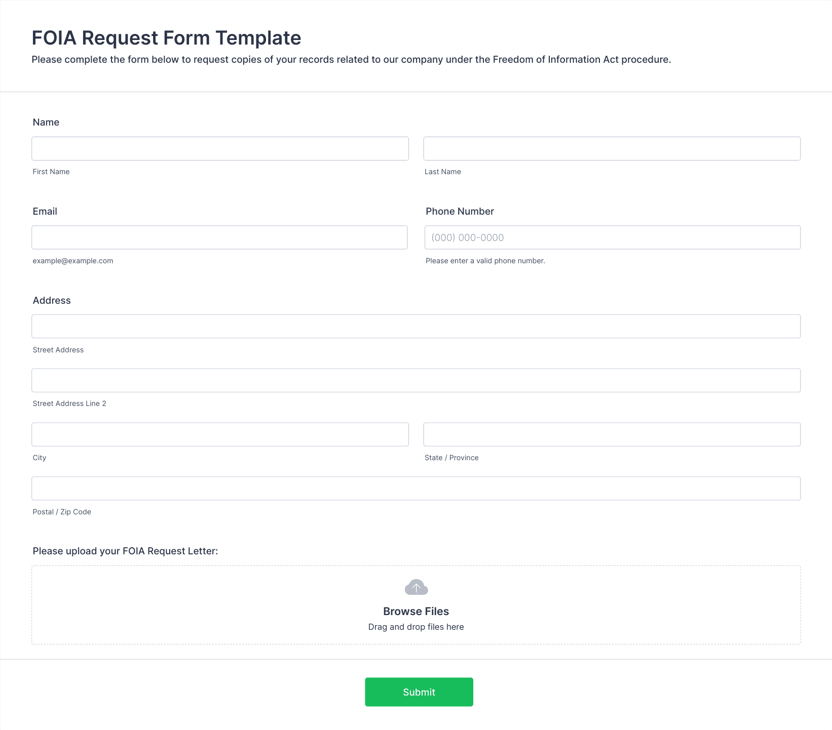 Free Foia Request Form Pdf