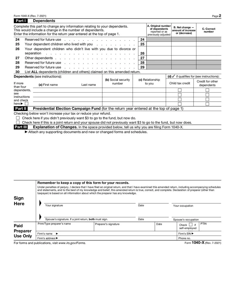 Irs Tax Form 1040x Printable