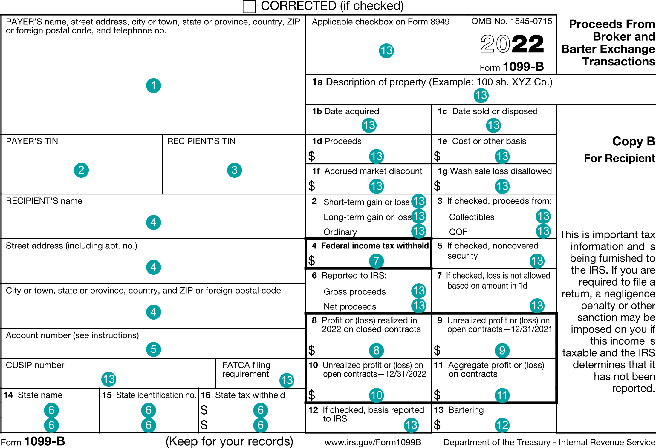 Form 1099 B Proceeds From Broker And Barter Exchange 