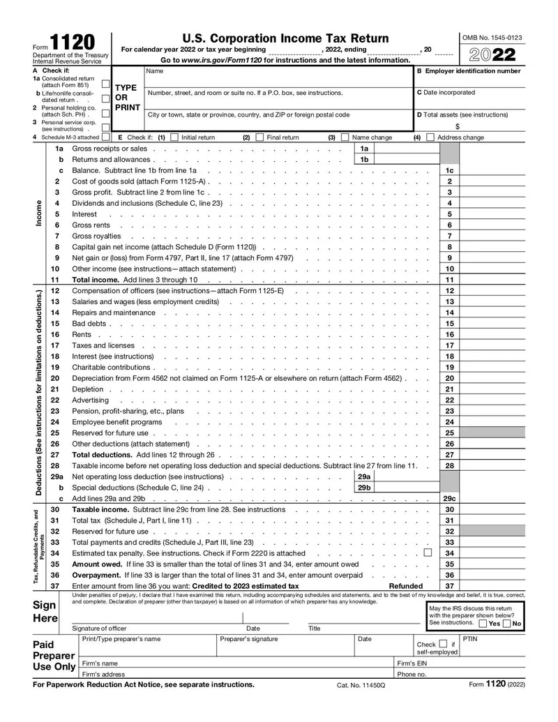 Form 1120 Fill And Sign Online With Lumin