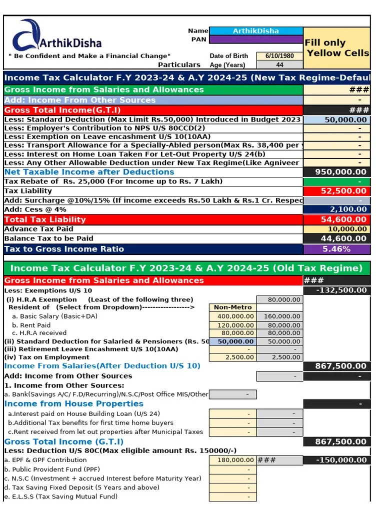 Form 16 Excel Format AY 2024 25 PDF Tax Refund Tax Deduction