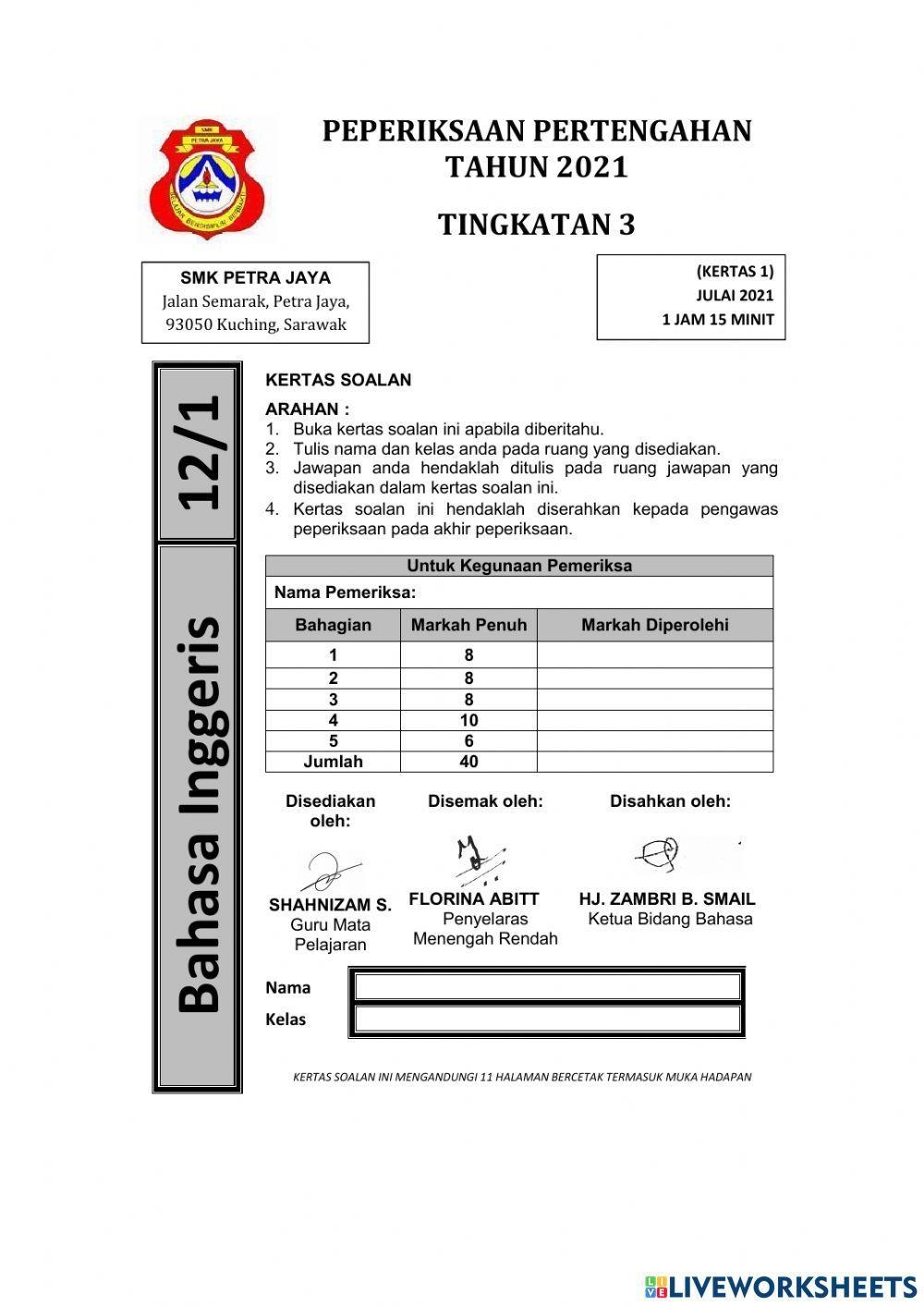 Form 3 Mid Term 1