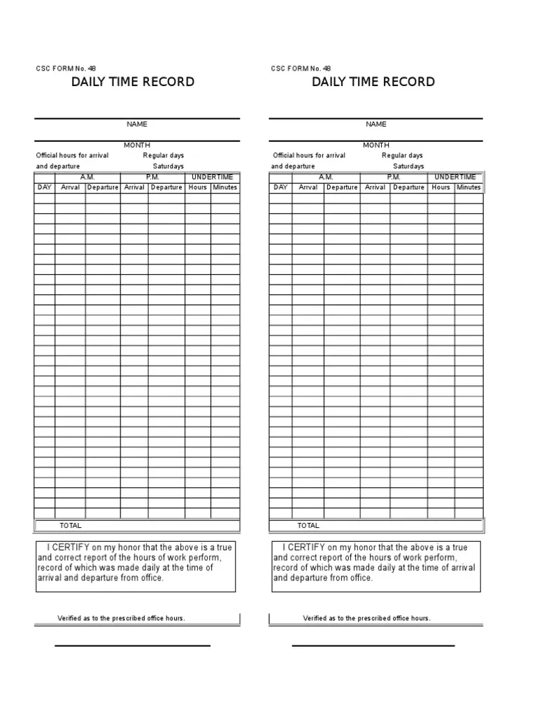 Form 48 DTR PDF