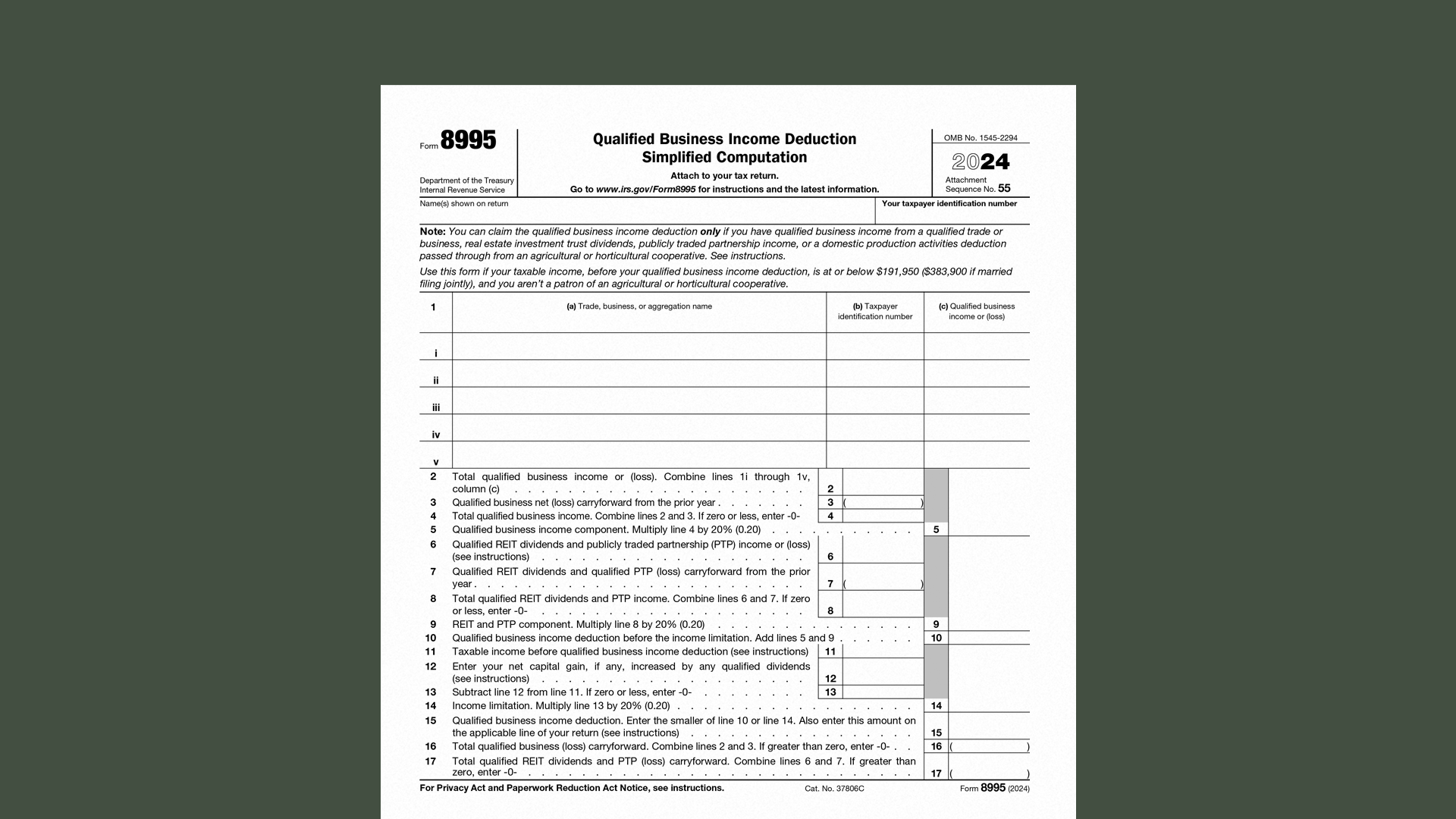 How To Report Qbi Deduction On Irs Form 1040